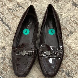 Bandolino Brown Leather Loafers with Metal Detail